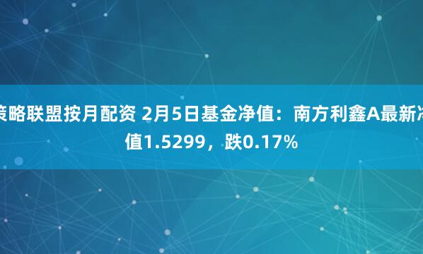 策略联盟按月配资 2月5日基金净值：南方利鑫A最新净值1.5299，跌0.17%