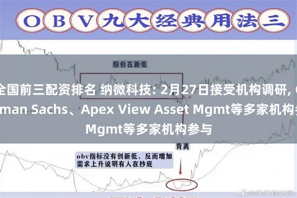 全国前三配资排名 纳微科技: 2月27日接受机构调研, Goldman Sachs、Apex View Asset Mgmt等多家机构参与